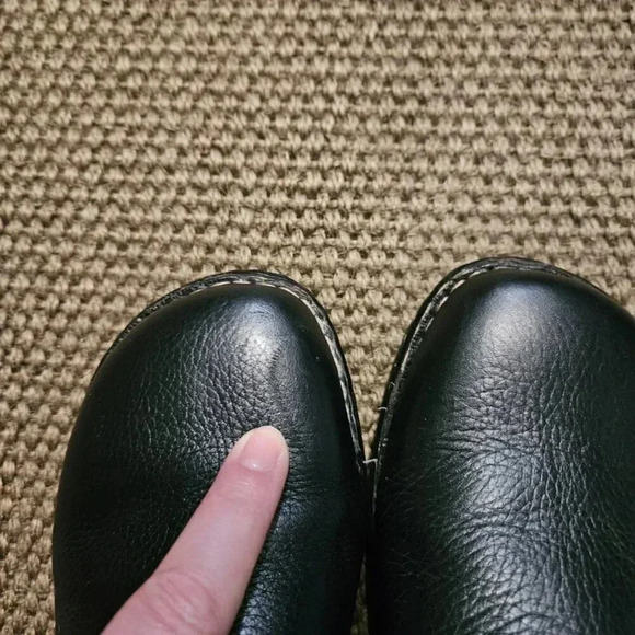 Born  Shoes | Paddock Pebble Black Leather Wedge Clogs Shoes - Picture 8 of 16